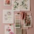 maison-du-mau-blush-sage-botanical-moodboard-wedding-stationery A Maison du Mau editorial moodboard featuring blush and sage wedding stationery inspiration, including floral sketches, botanical paintings, velvet and linen fabric swatches, and a blush-toned colour palette, all artfully pinned on a soft blush background.